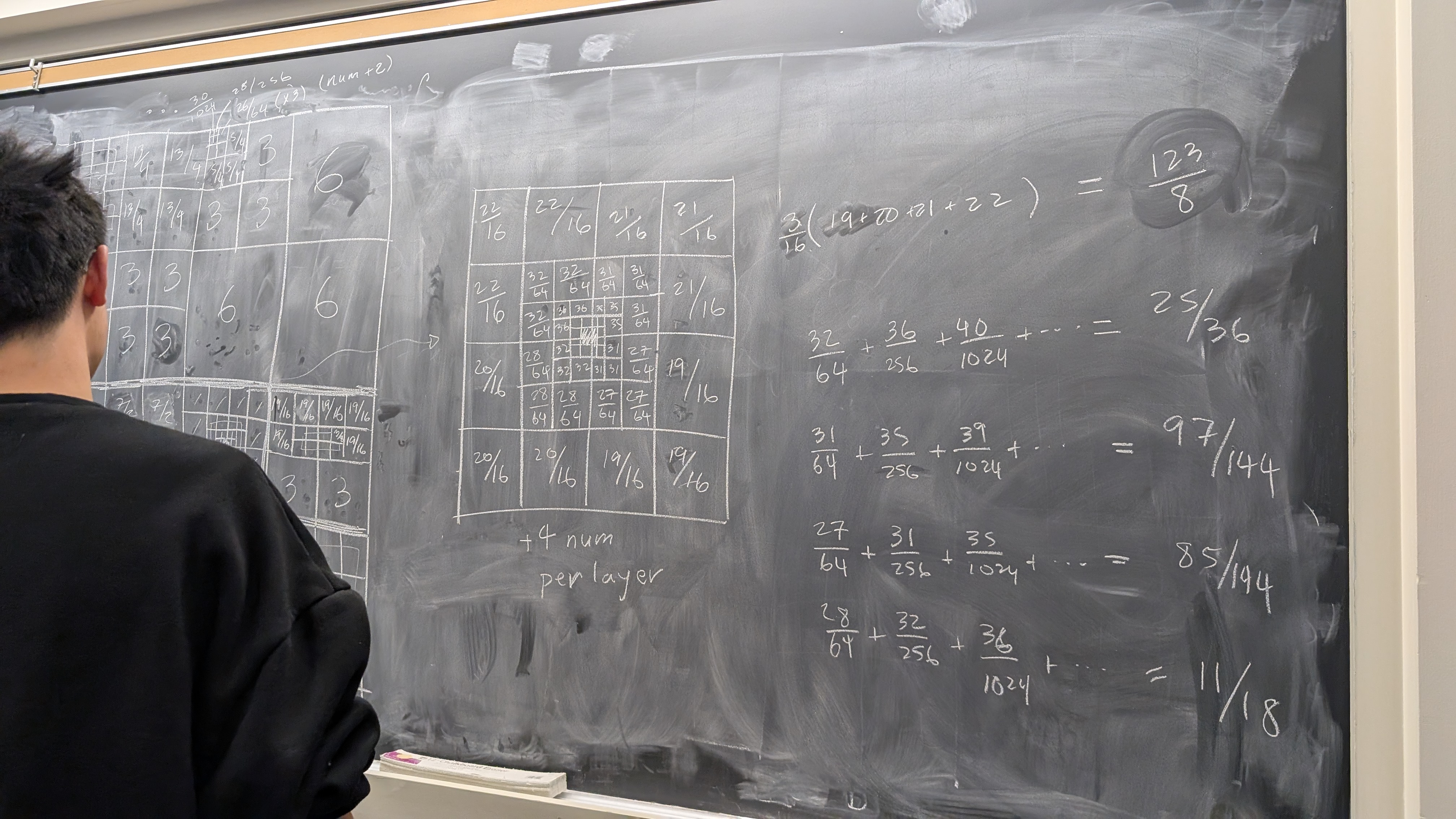 A blackboard filled entirely with Markov Chain chess math