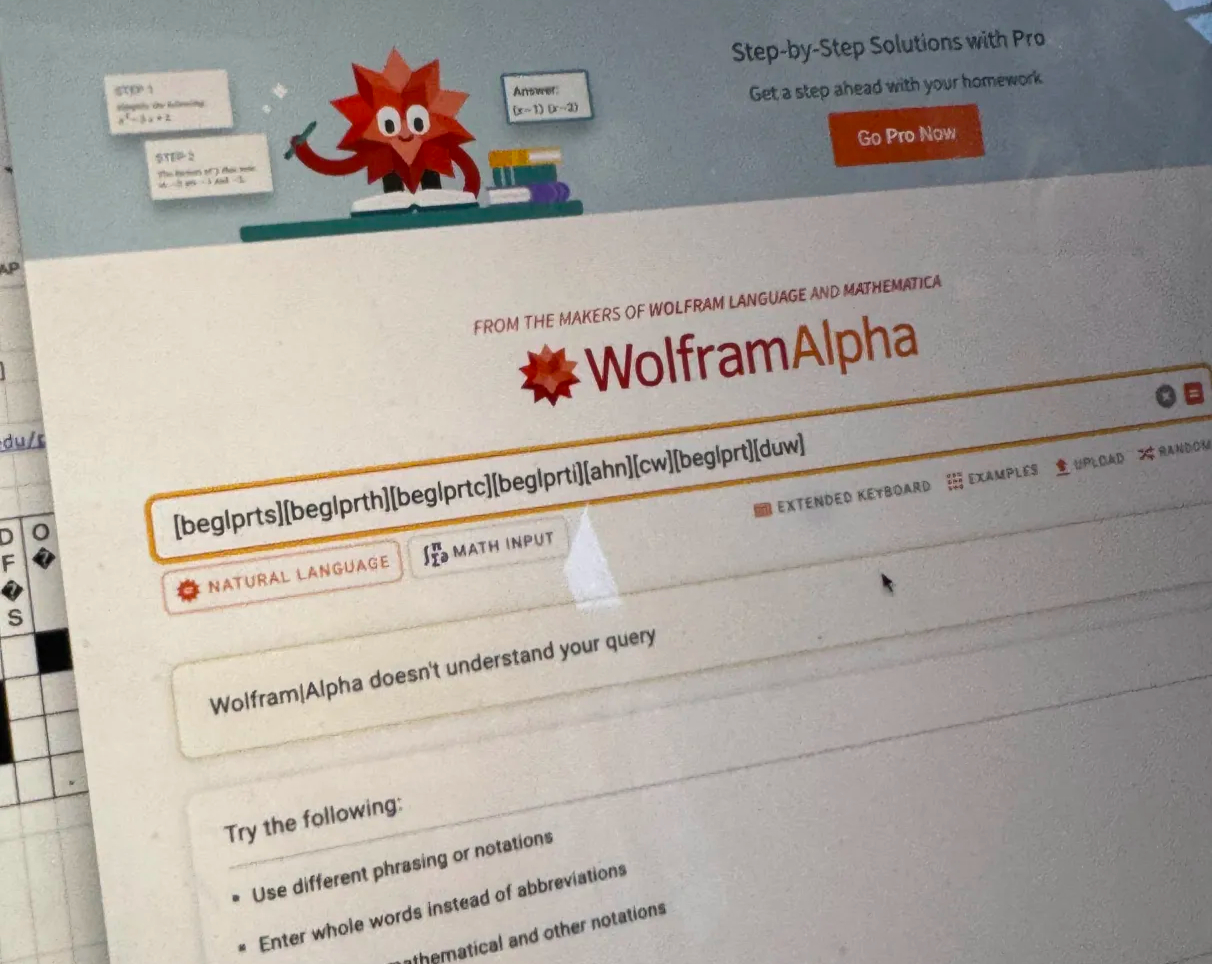 An image of a nutrimatic style regex query that's been entered into Wolfram Alpha by mistake